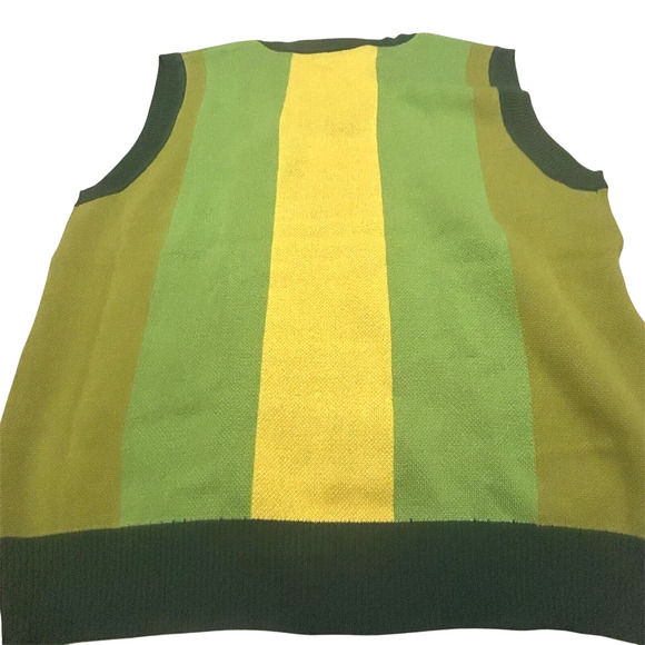 Flan Labs Avocado Atomic Green Sweater Vest Mens M Colorblock Knit Pullover New - Picture 3 of 10